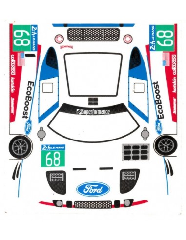 4" Ford GT 40 Decals EcoBoost no.68 -...