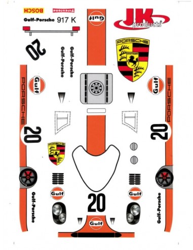 4" Porsche 917K Gulf Decals no.20 -...